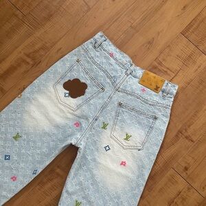 LV Light Blue Jacquard Monogram Women’s Jeans